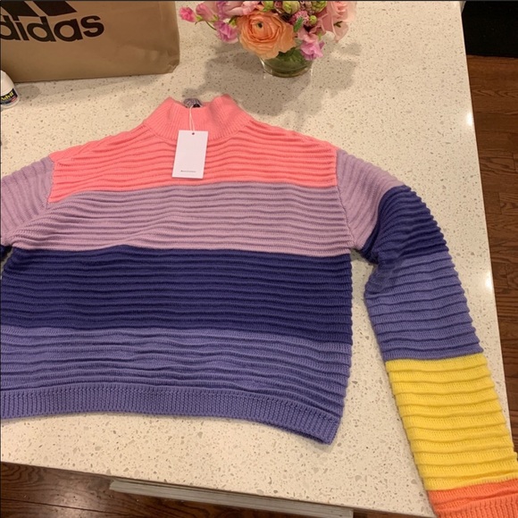 Lovers + friends rainbow stripe unicorn sweater XS - Picture 4 of 6